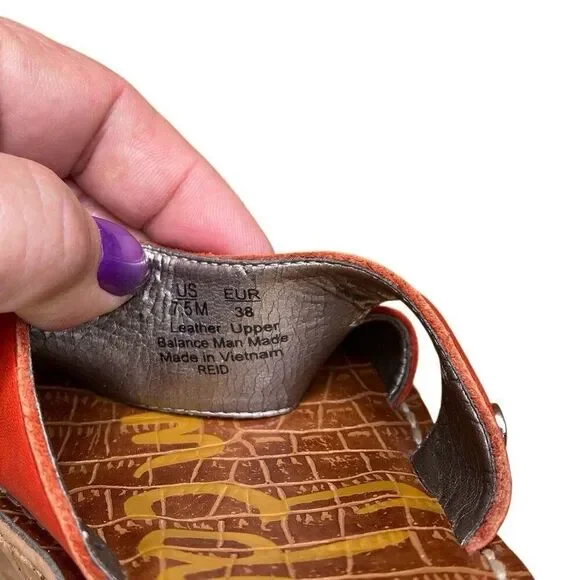 Sam Edelman Women's Reid Leather Cork Platform Sandal, Red, 7.5 M US - Picture 7 of 8